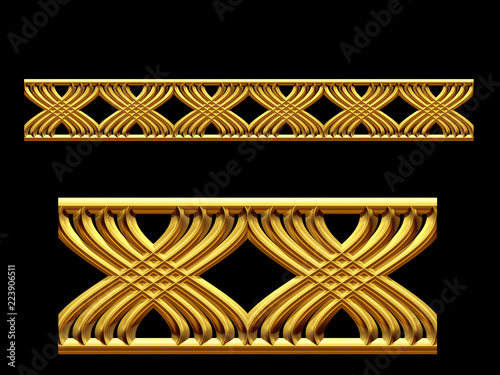 golden, ornamental segment, “X form