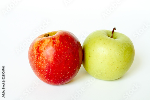 Red apple and green apple isolated on white background
