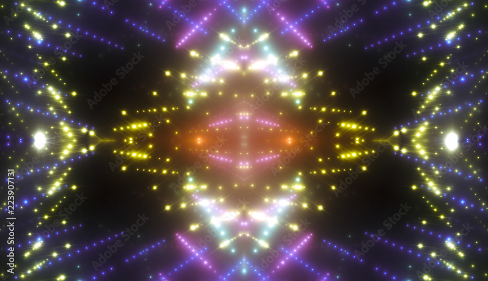 Obraz premium Abstract multicolored creative lights background. Illustration digital of kaleidoscope effect.