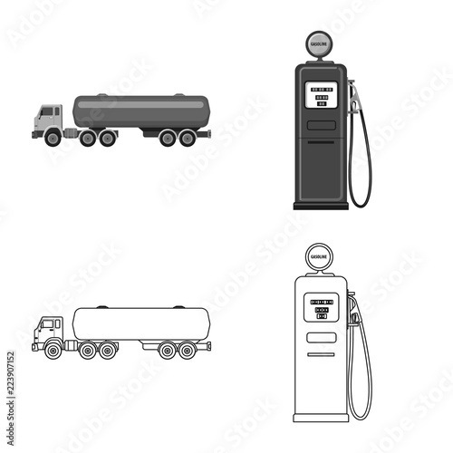 Isolated object of oil and gas logo. Collection of oil and petrol stock vector illustration.