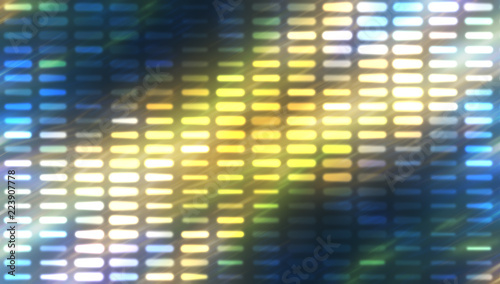 Image of defocused stadium lights. Abstract green background with neon effects and colorful lights. illustration digital.