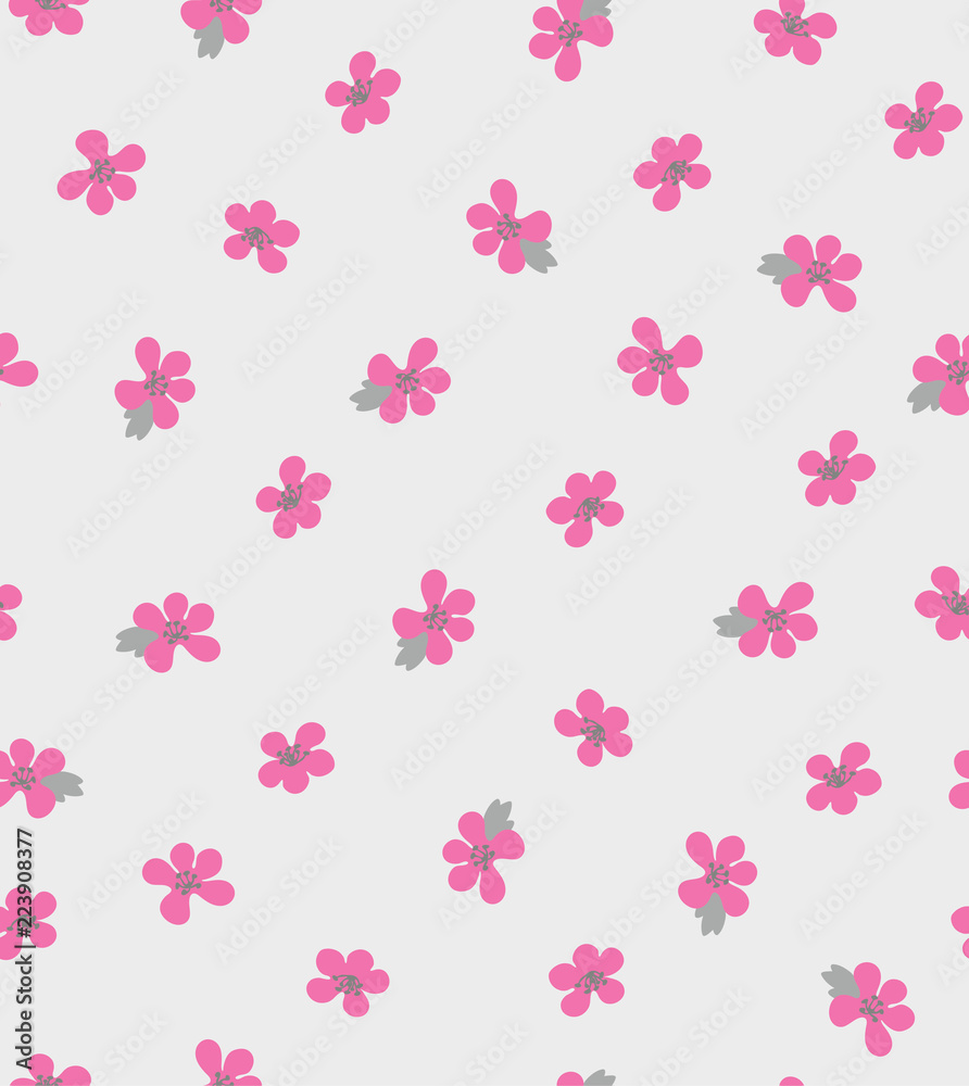 seamless pattern with pink flowers