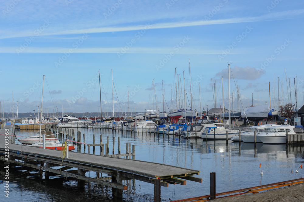 View of port in Helsingor city Denmark
