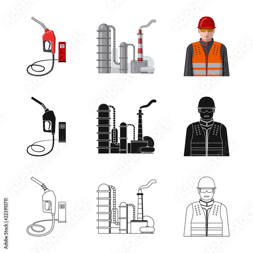 Vector illustration of oil and gas sign. Set of oil and petrol stock vector illustration.