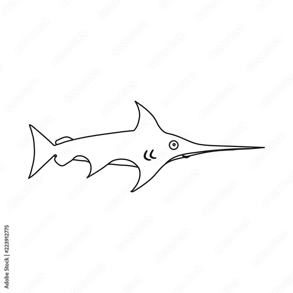 Fototapeta premium Vector illustration of sea and animal symbol. Collection of sea and marine stock vector illustration.