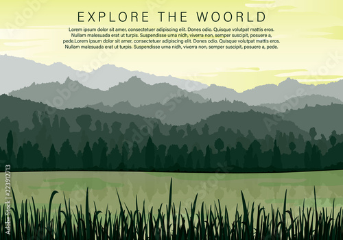 Silhouettes of mountains.