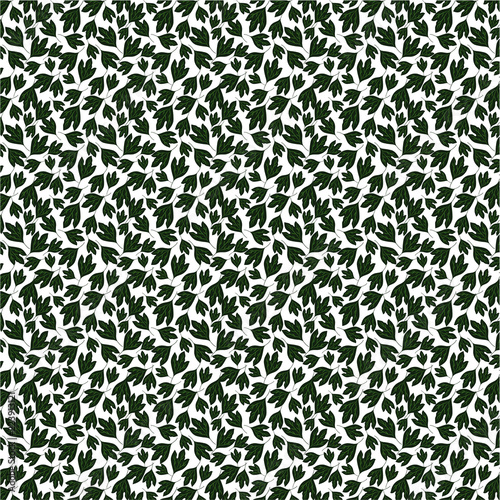 Ditsy green leaves  toss Seamless repeat Pattern on white