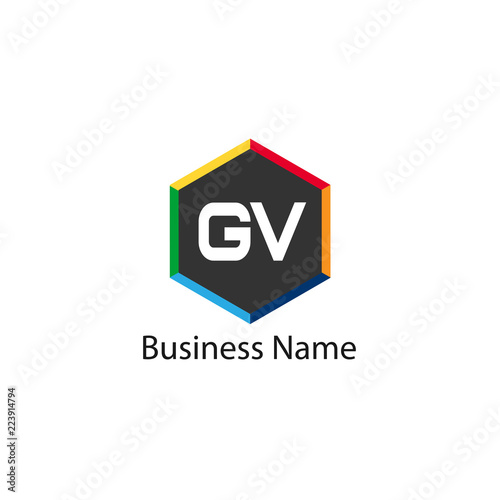 Initial Letter GV Logo Template Design