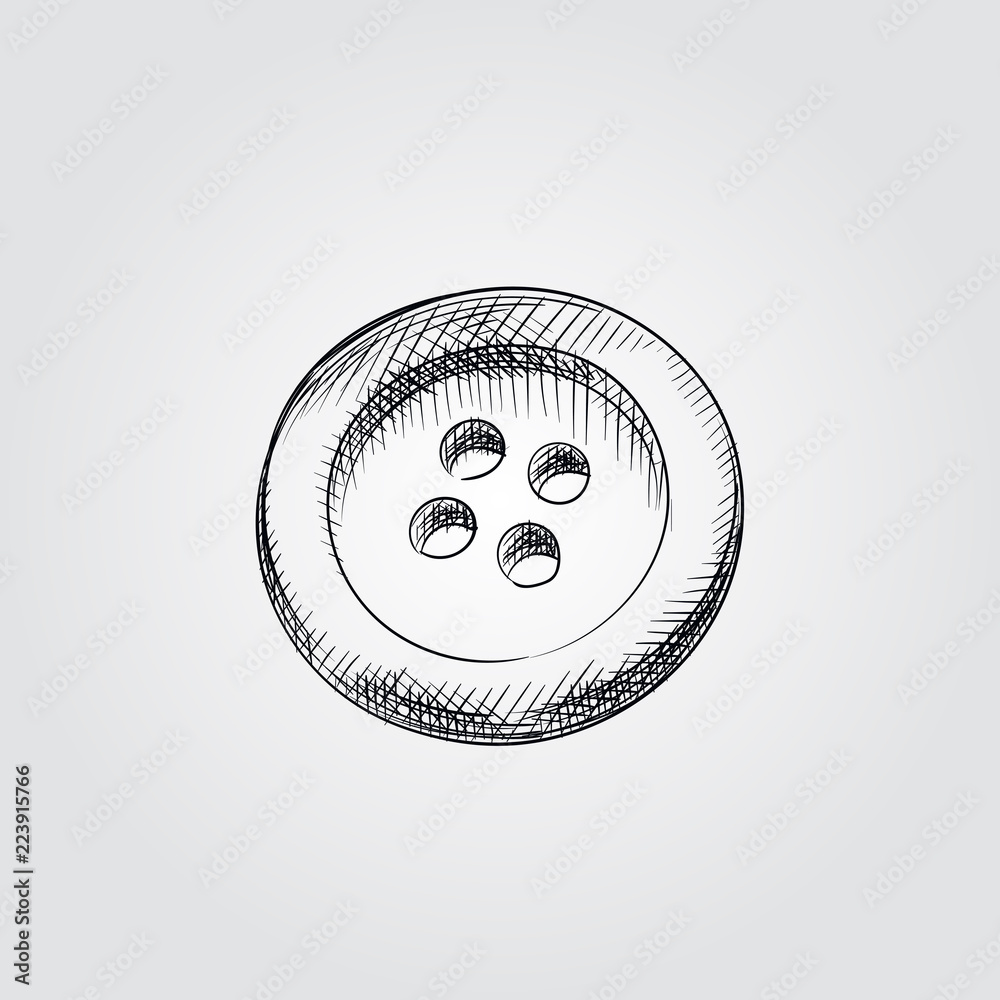 Hand Drawn Button Sketch Symbol isolated on white background. Vector Sewing  elements In Trendy Style. Stock Vector | Adobe Stock