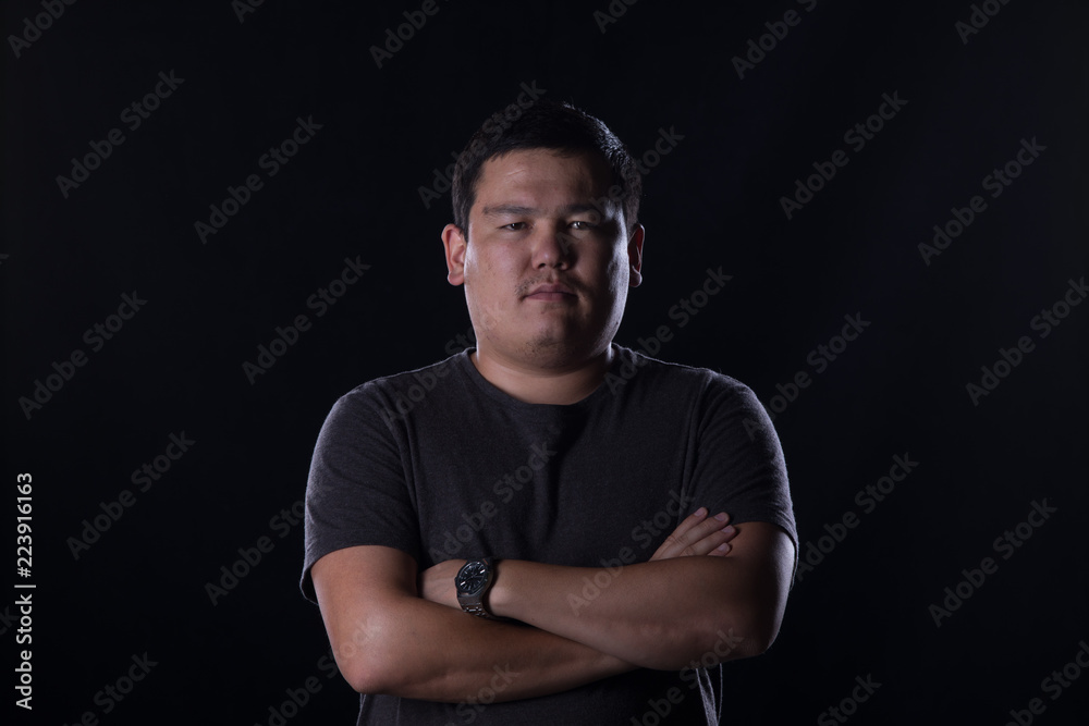 studio portrait of an Asian guy on a black background studio portrait of an Asian guy on a black background
