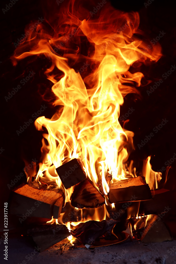Long tongues of flame of burning fire Long tongues of flame of burning fire