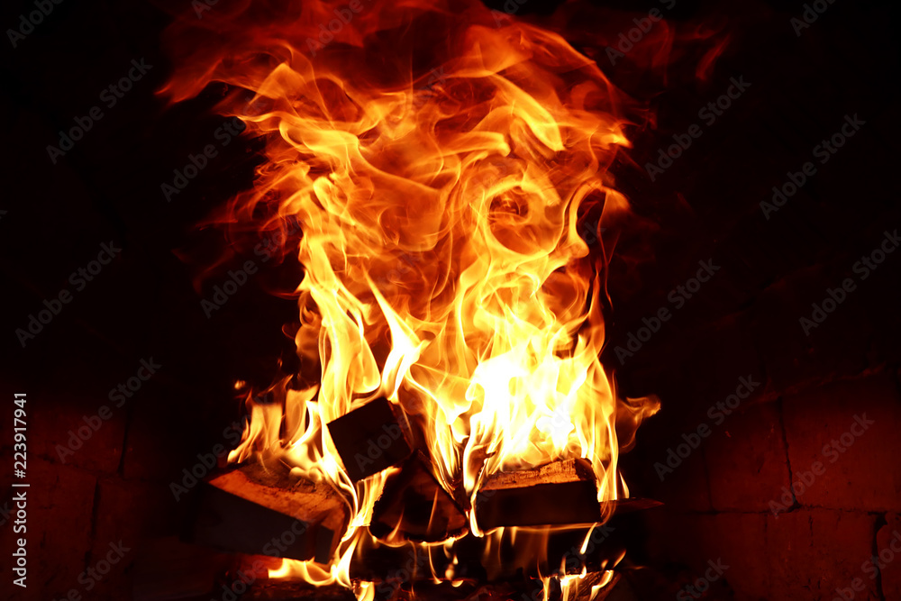 Long tongues of flame of burning fire Long tongues of flame of burning fire