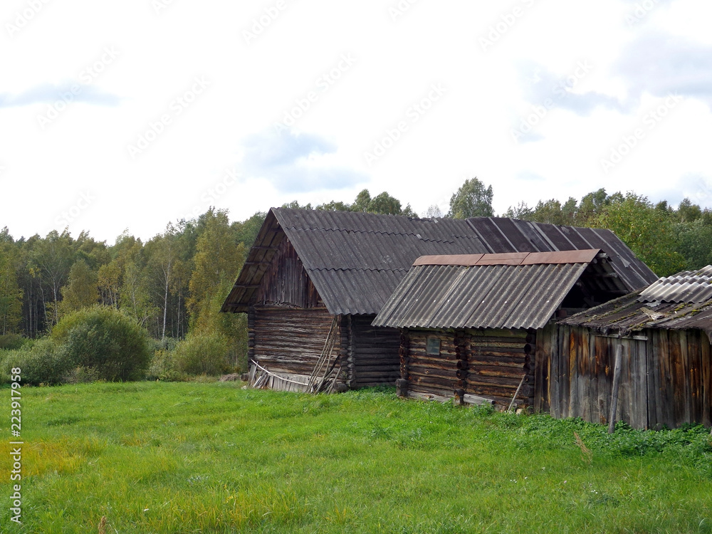 Wooden village buildings