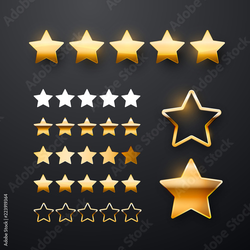 Five stars icon set for app interface design.