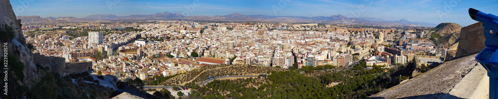 Panorama of the beautiful city of Alicante Costa Blanca Valencia province Spain Mediterranean