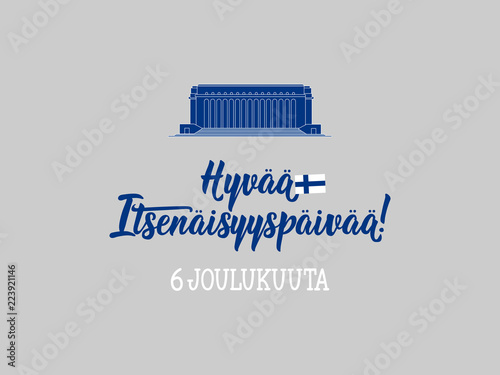 December 6th, Finland Independence Day greeting card. Translation from Finnish: December 6, Happy Independence Day