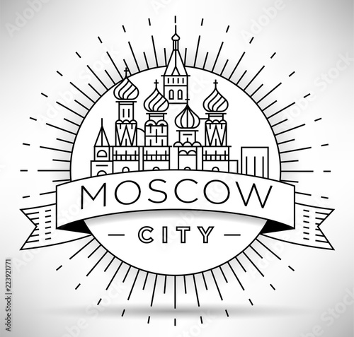 Minimal Moscow City Linear Skyline with Typographic Design