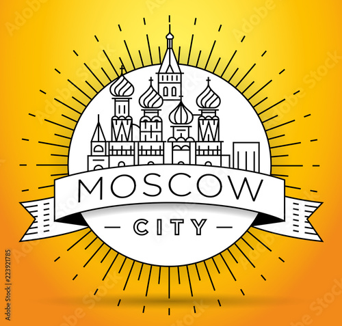 Minimal Moscow City Linear Skyline with Typographic Design