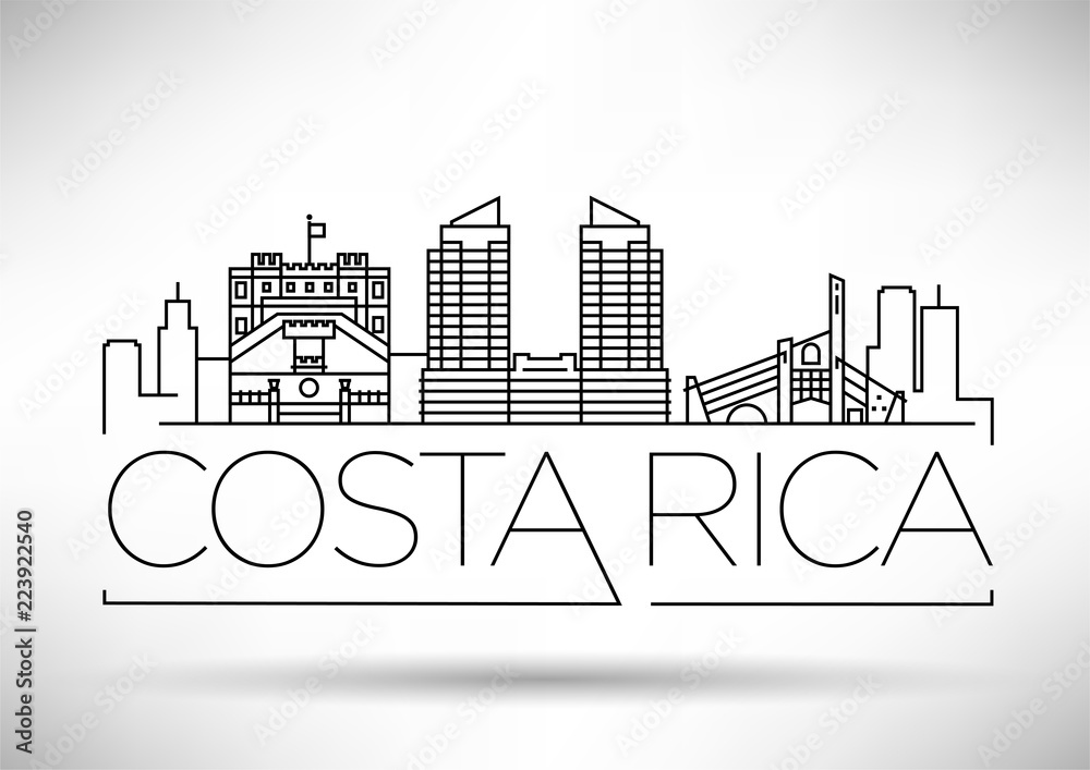 Fototapeta Minimal Costa Rica Linear Skyline with Typographic Design