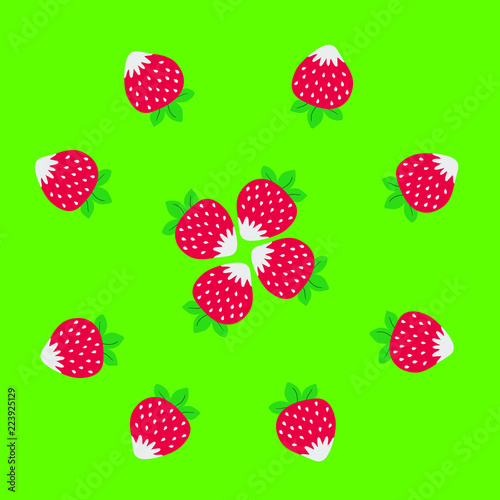 strawberry on a green background 