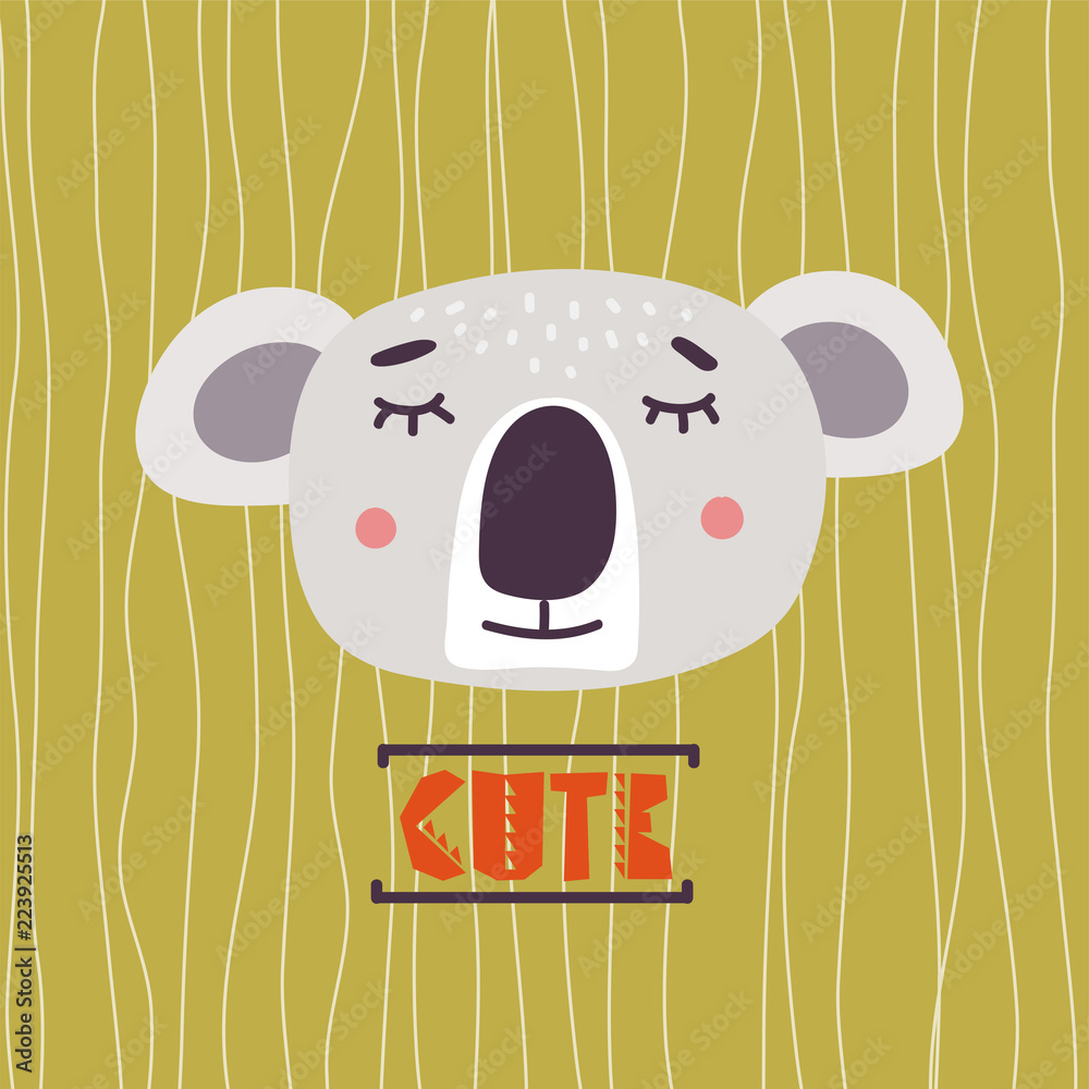 Obraz premium Ilustracja wektorowa ładny koala głowa. Element projektu, clipart