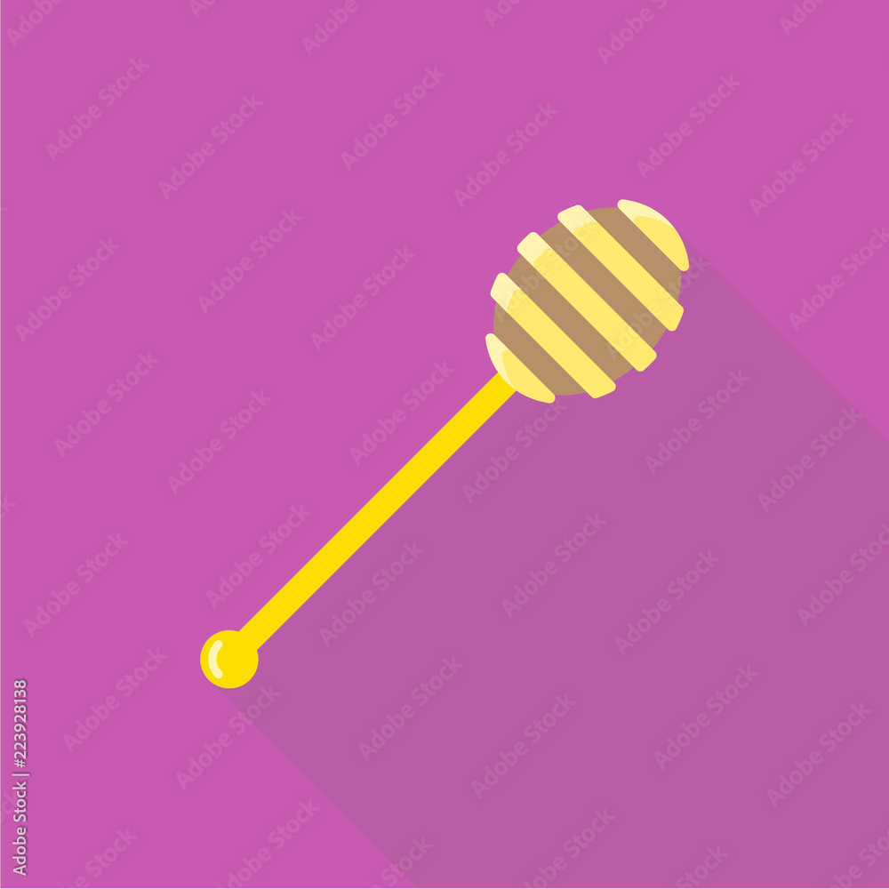 Honey dipper flat icon with long shadow isolated on purple background. Simple Honey dipper in flat style, vector illustration for web and mobile design. Honey dipper flat icon with long shadow isolated on purple background. Simple Honey dipper in flat style, vector illustration for web and mobile design.