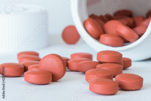 Ibuprofen Tablets Spilled from the Bottle
