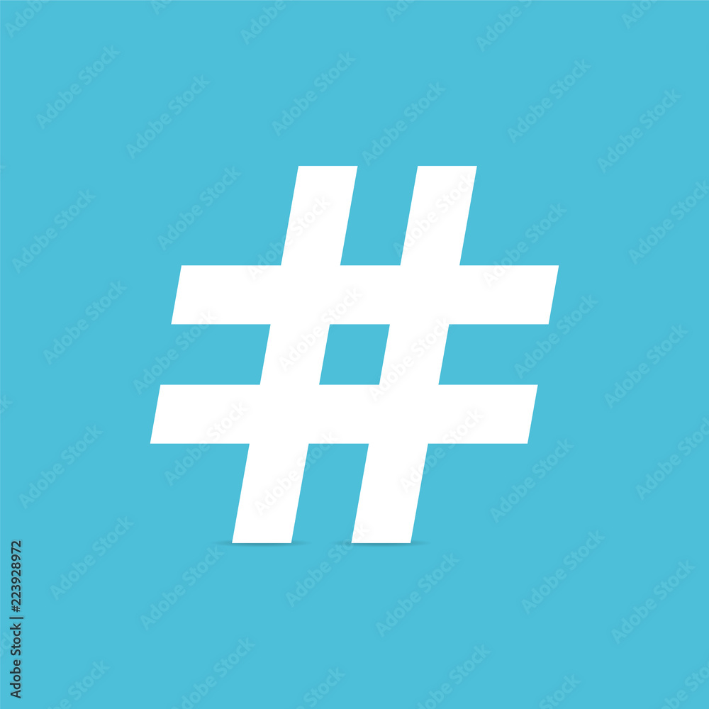 Obraz premium Hashtag sign. Vector illustration in flat style