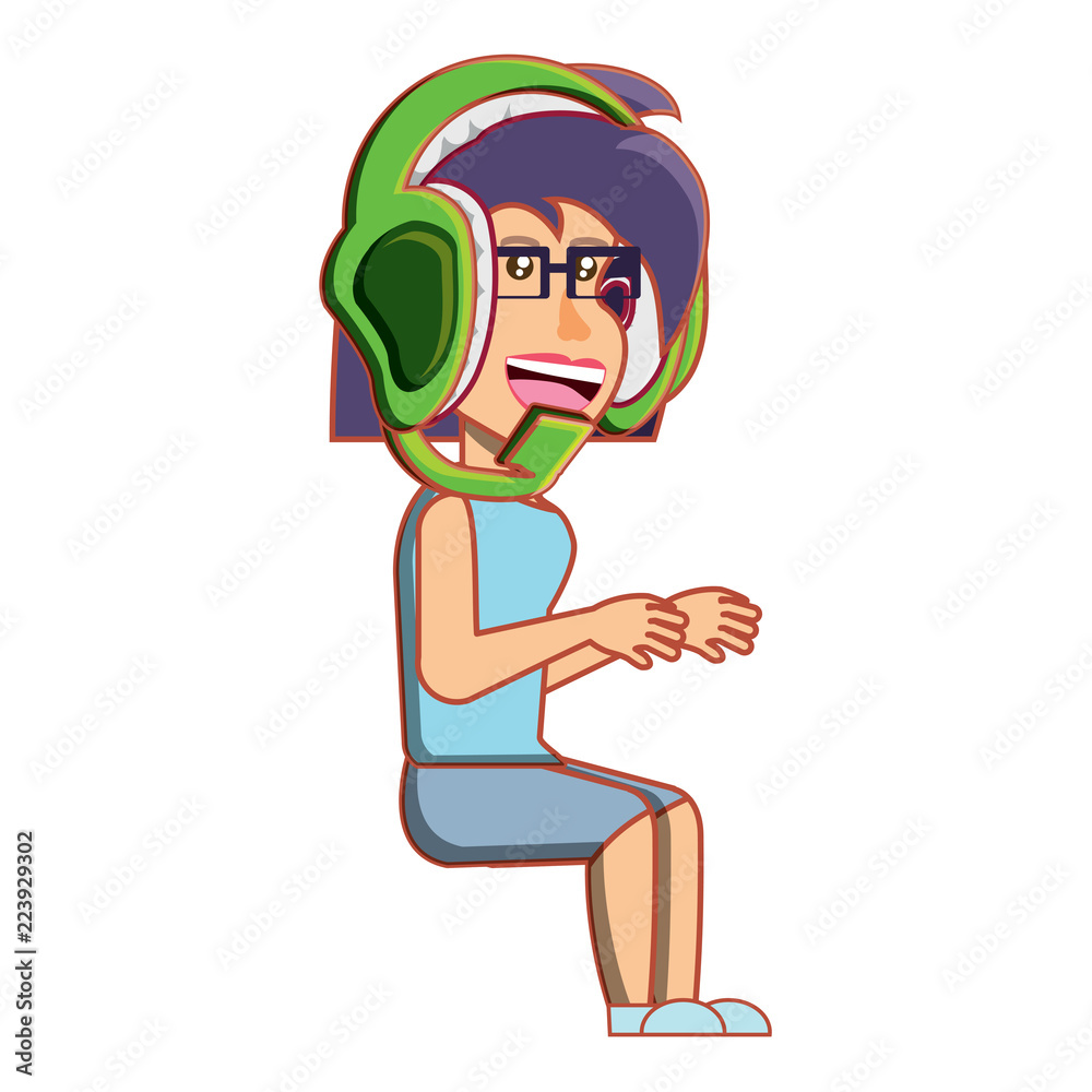 cartoon girl and headset