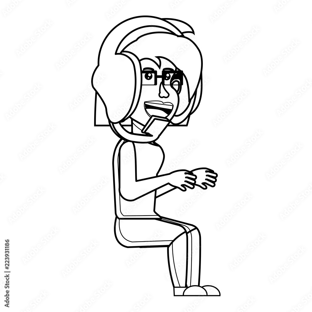 cartoon girl and headset cartoon girl and headset