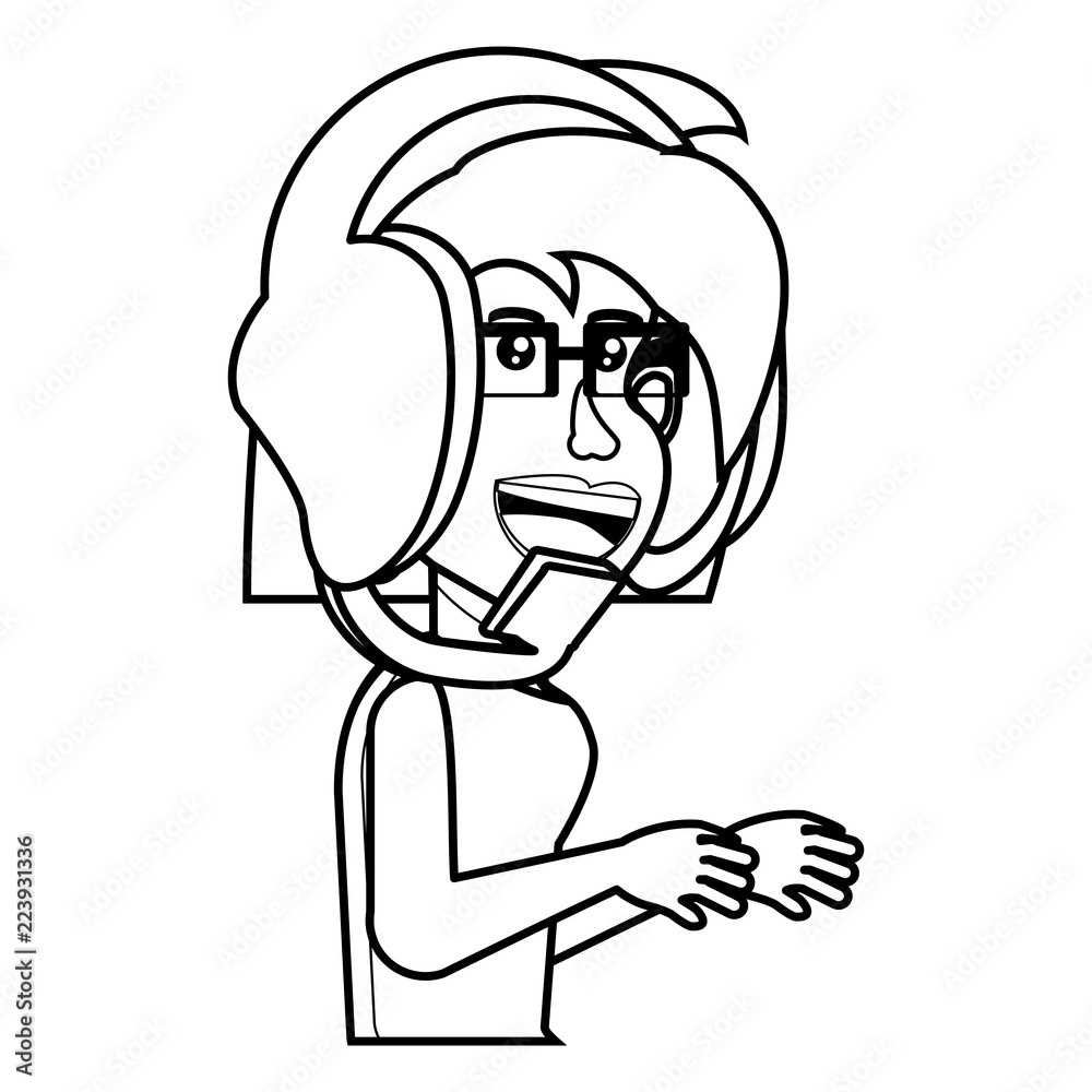 cartoon girl and headset cartoon girl and headset