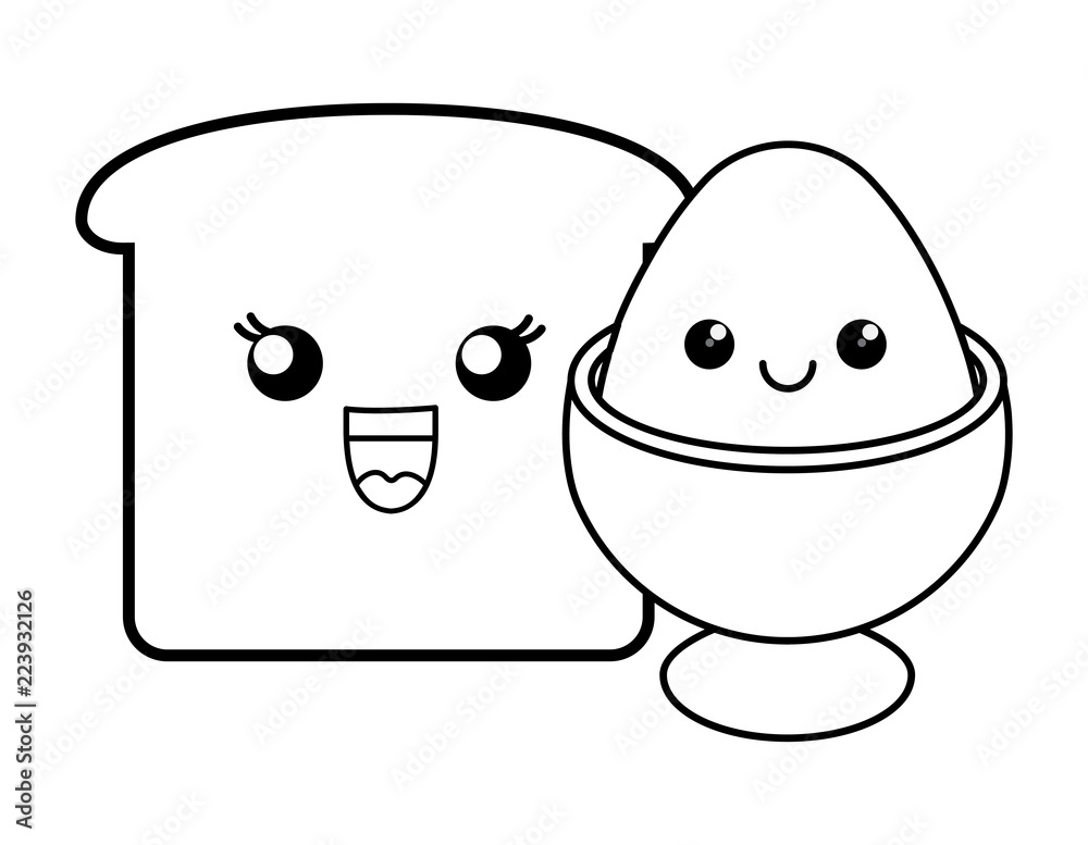 Obraz premium kawaii coffee maker and cookies over white