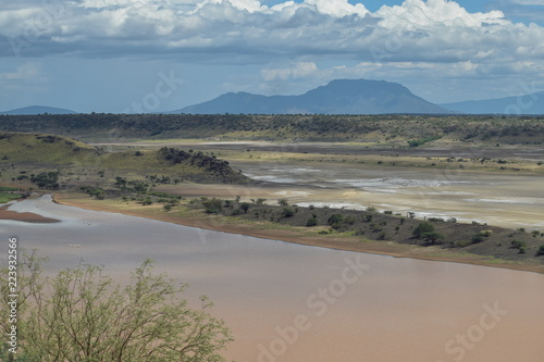 Beautiful reflection at Lake Magadi, Rift Valley, Kenya