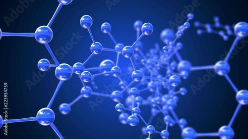 Blue moleculess or network background abstract animation graphic 3D render. photo