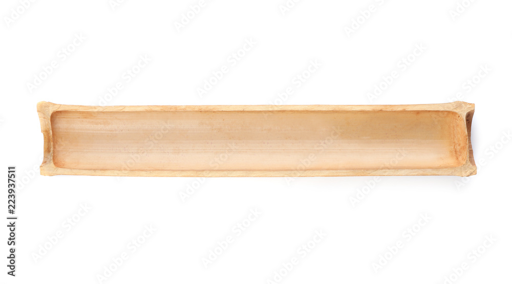 Cut dry bamboo stalk on white background, top view Cut dry bamboo stalk on white background, top view