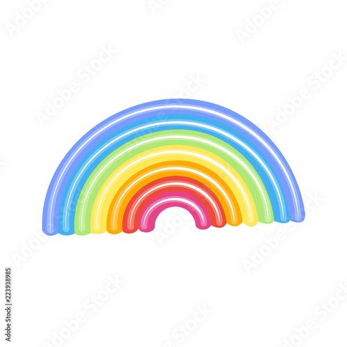 Rainbow mattress pool float. Air mattress in a form of rainbow. Water pool and beach inflatable rubber toy
