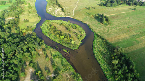 Fototapeta Naklejka Na Ścianę i Meble -  Natural river from the drone
