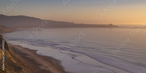 Secluded Blacks Beach in San Diego at sunset