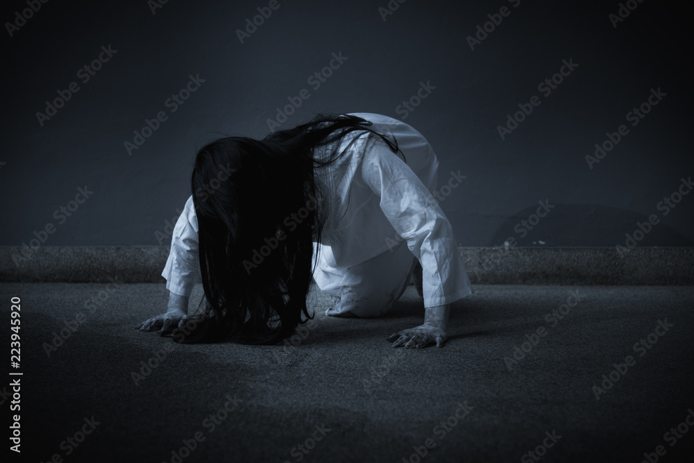 Horror woman ghost creepy crawling, Photos | Adobe Stock