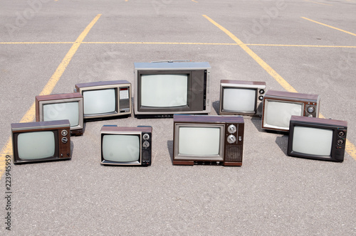 Collection of old TV sets photo