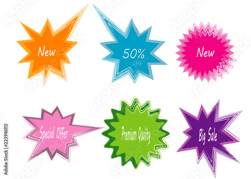 new abstract star burst sticker label sale icon element