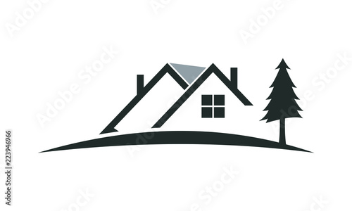 house and tree vector