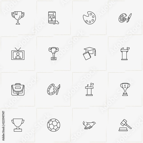 Spheres Of Life line icon set with partnership , case and radioactive barrel