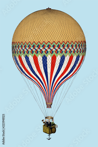 The Tricolor with a French flag themed balloon ascension in Paris, June 6th 1874. Original from Library of Congress. Digitally enhanced by rawpixel.