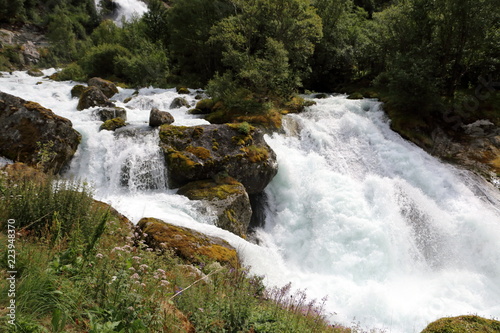 Waterfall Briksdalsbreen in Norway