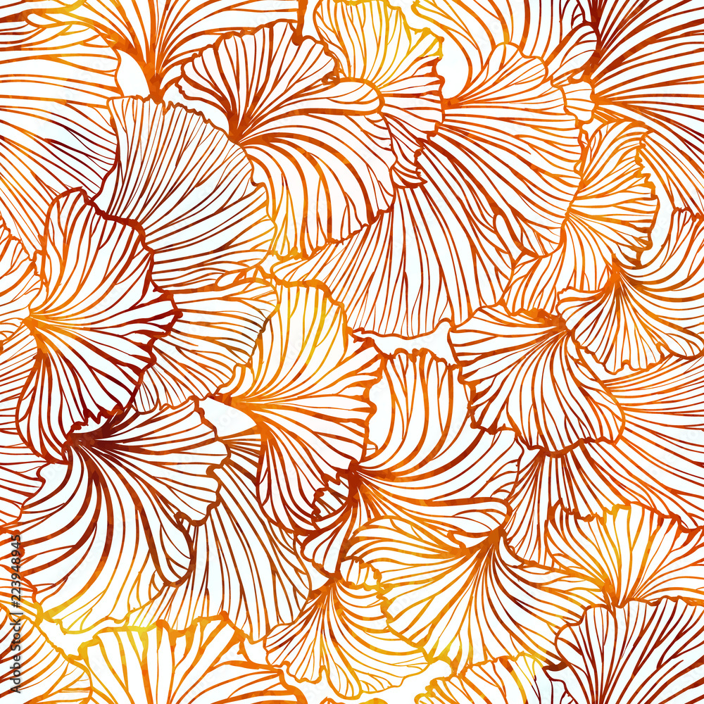 Colorful ginkgo leaves seamless pattern