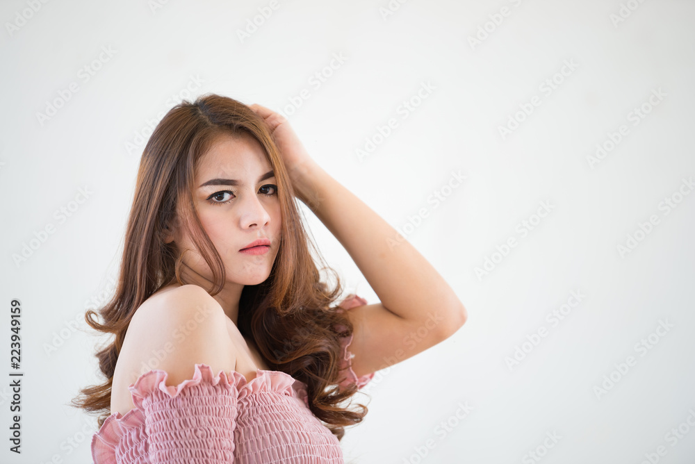 Portrait of beautiful asian woman on white background,Thailand people,Pretty girl pose for take a photo Portrait of beautiful asian woman on white background,Thailand people,Pretty girl pose for take a photo
