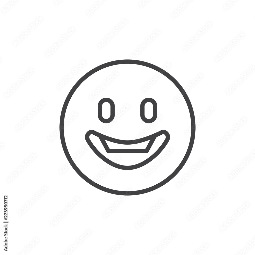 Happy Face emoji outline icon. linear style sign for mobile concept and web design. Smiley face emoticon simple line vector icon. Symbol, logo illustration. Pixel perfect vector graphics Happy Face emoji outline icon. linear style sign for mobile concept and web design. Smiley face emoticon simple line vector icon. Symbol, logo illustration. Pixel perfect vector graphics