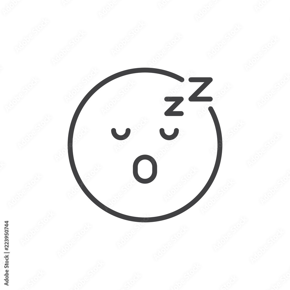 Asleep face emoji outline icon. linear style sign for mobile concept and web design. Sleeping smiley emoticon simple line vector icon. Symbol, logo illustration. Pixel perfect vector graphics Asleep face emoji outline icon. linear style sign for mobile concept and web design. Sleeping smiley emoticon simple line vector icon. Symbol, logo illustration. Pixel perfect vector graphics
