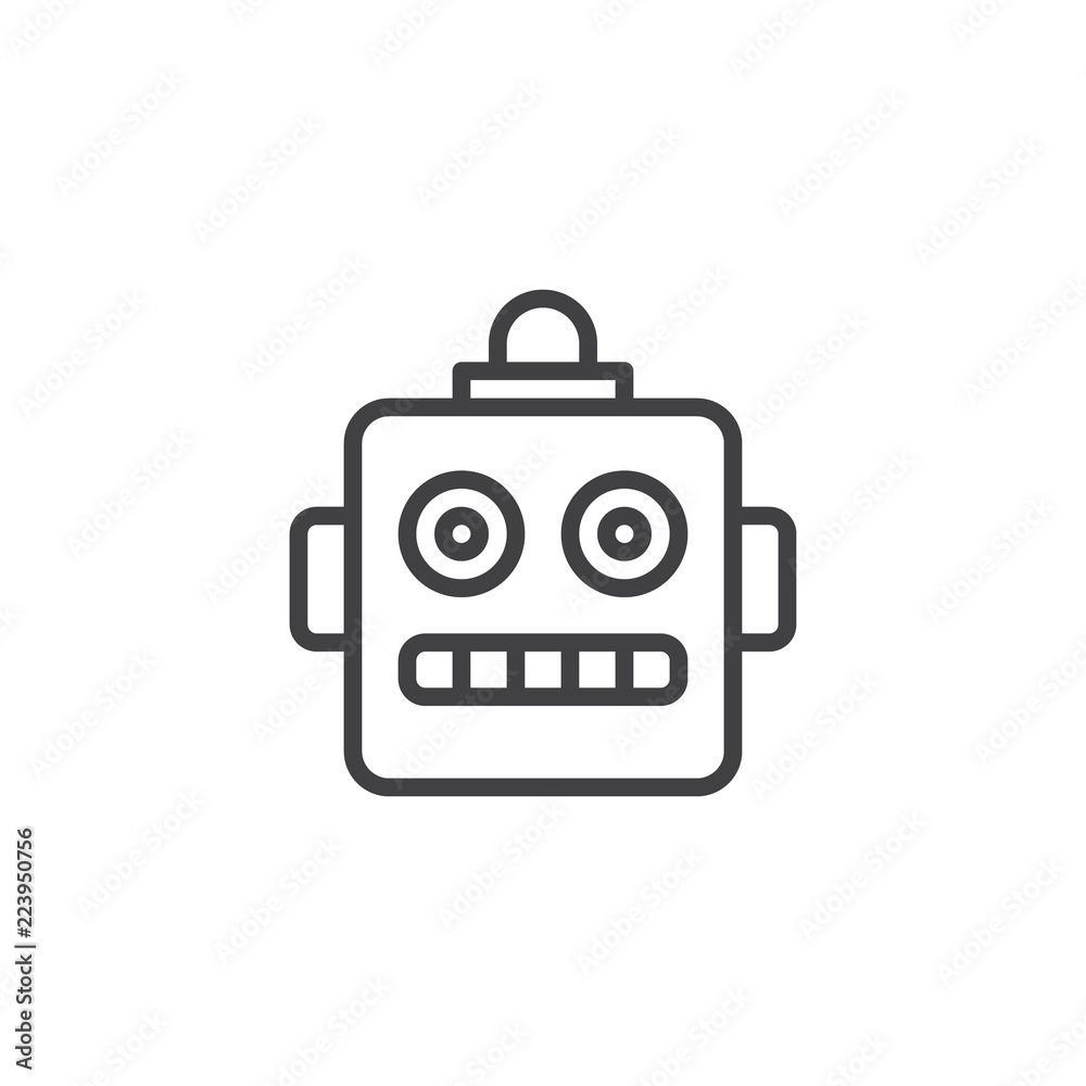 Robot emoji outline icon. linear style sign for mobile concept and web  design. Chatbot smiley simple line vector icon. Symbol, logo illustration.  Pixel perfect vector graphics Stock Vector | Adobe Stock